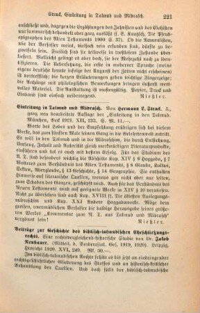 221-222 [Rezension] Neubauer, Jakob, Beiträge zur Geschichte des biblisch-talmudischen Eheschliessungsrechts