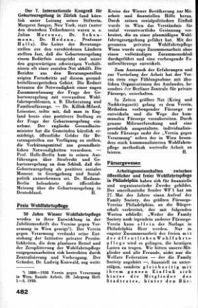 50 Jahre Wiener Wohlfahrtspflege [Freie Wohlfahrtspflege]