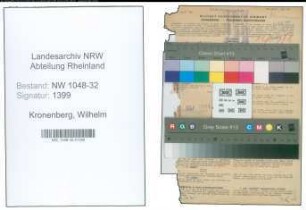 Entnazifizierung Wilhelm Kronenberg , geb. 09.08.1901 (Angestellter)