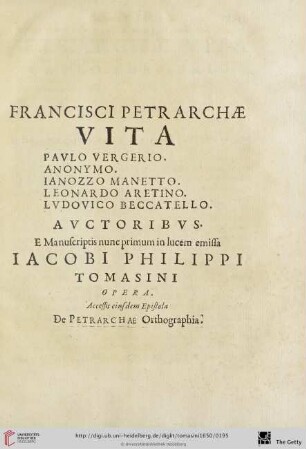 Francisci Petrarchӕ vita