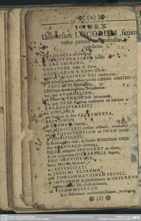 Index Universam Locorum seriem velut catena cohaerentem exhibens