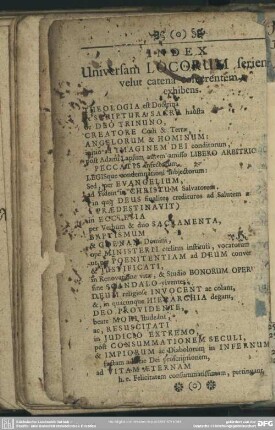 Index Universam Locorum seriem velut catena cohaerentem exhibens
