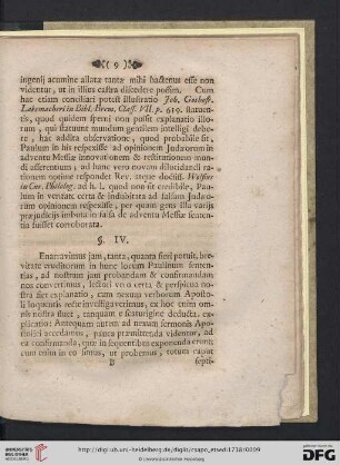 § IV. Probatur caput septimum & octavum hujus Epistolae spectare Judaeos […]