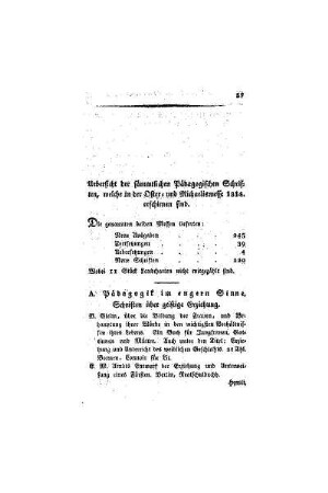 Uebersicht der sämmtlichen Pädagogischen Schriften, welche in der Oster- und Michaelismesse 1814 erschienen sind