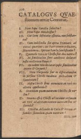 Catalogus Quaestionum tertiae Centuriae.