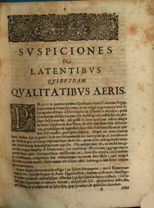 Tractatus, in quibus continentur suspiciones de latentibus quibusdam qualitatibus aeris