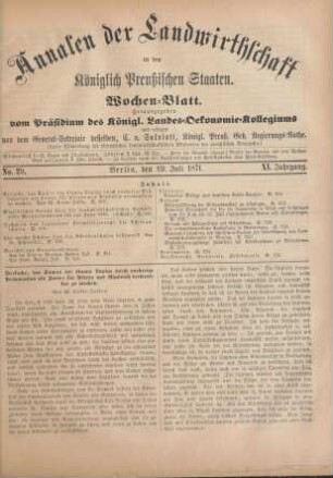 No. 29. Berlin, den 19. Juli 1871. XI. Jahrgang.