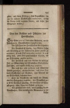 Von den Rechten und Pflichten der Herrschaften.