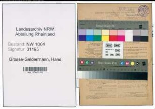 Entnazifizierung Hans Grosse-Geldermann , geb. 09.08.1905 (Metzger)