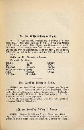 Die Familien-Stiftungen Deutschlands und Deutsch-Oesterreichs : mit Einbezug der bedeutendsten allgemeinen Stiftungen für Studierende, Fräuleins, Wittwen und Waisen, Offiziere, Künstler, etc., 3. Theil