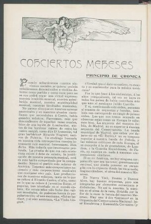 Conciertos Meneses : Principio de crónica