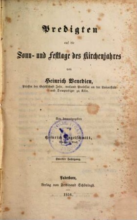 Predigten auf die Sonn- und Festtage des Kirchenjahres, 2