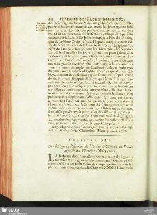 Chapitre XLI. Des Religieux Reformés de l’Ordre de Cîteaux en France appellés de l’Etroite Observance