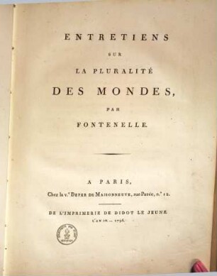 Entretiens sur la pluralité des mondes