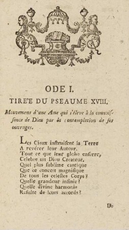 Ode I. Tire'e Du Pseaume XVIII.