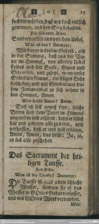 Das Sacrament der heiligen Tauffe
