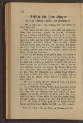 Gebet für Jom Kippur