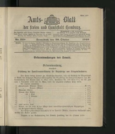 No. 229, 30. Oktober 1920