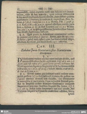 Cap. III. Exhibet Iuris Statutarii sive Statutorum Divisionem