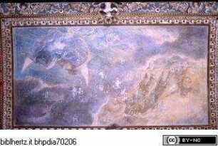 Gewölbedekoration mit allegorischem Tageszeitenzyklus und Künstlerporträts, Zentrales Bildfeld: Sol auf dem Sonnenwagen und Luna auf der Mondsichel