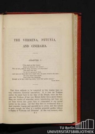 The Verbena, Petunia, and Cineraria.