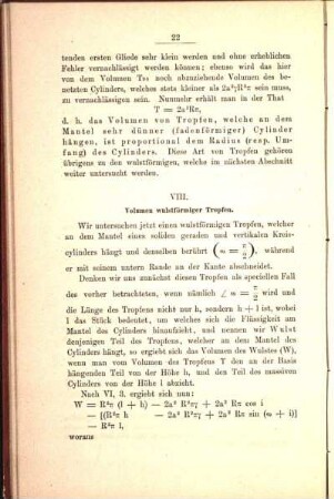 VIII. Volumen wulstförmiger Tropfen.