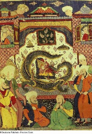 Ali besiegt einen Drachen im Beisein des Propheten Muhammad, fol. 51b