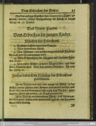 Das Neunte Capitel. Vom Erbrechen der jungen Kinder