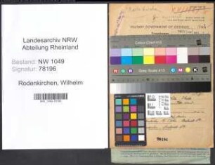 Entnazifizierung Wilhelm Rodenkirchen , geb. 16.11.1885 (Werkmeister)