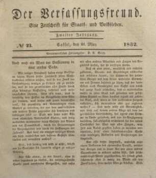 № 23. Cassel, den 21. März 1832.