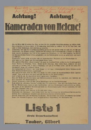 "Achtung! Achtung! Kameraden von Helene!"
