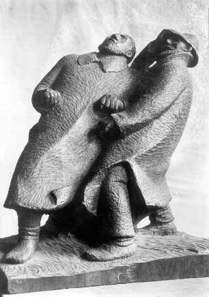 Panischer Schrecken; Holz, geschnitzt; H. 62 cm (1912; E. Barlach). (später Küsnacht: Privatbesitz)