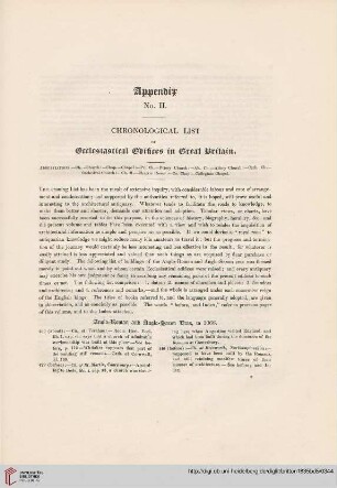 Appendix No. II: Chronological list of ecclesiastical edifices in Great Britain