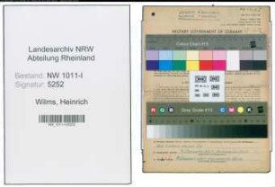 Entnazifizierung Heinrich Wilms , geb. 03.07.1908 (Schlosser)