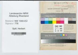 Entnazifizierung Herbert Spill, geb. 08.07.1900 (Schauspieler)