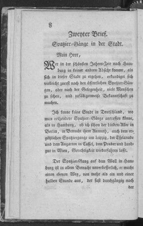 Zweyter Brief. Spatzier-Gänge in der Stadt..