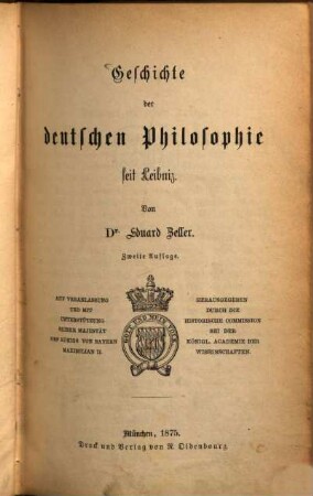 Geschichte der deutschen Philosophie seit Leibniz