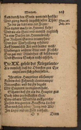 Die XX. gebür der Kriegsleute ...