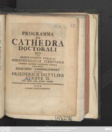 Programma De Cathedra Doctorali