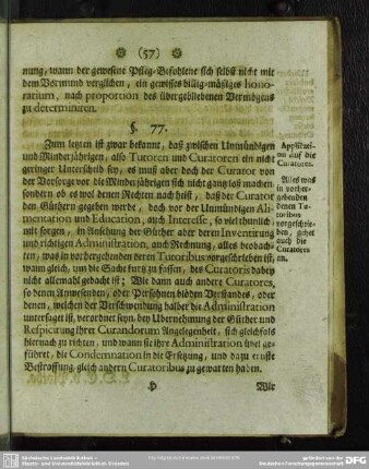 Application auf die Curatores. §. 77.