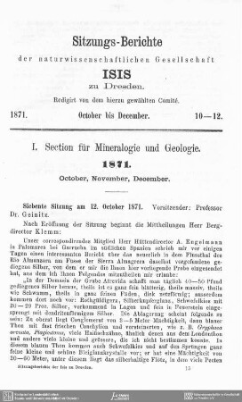 Sitzungs-Berichte October bis Dezember