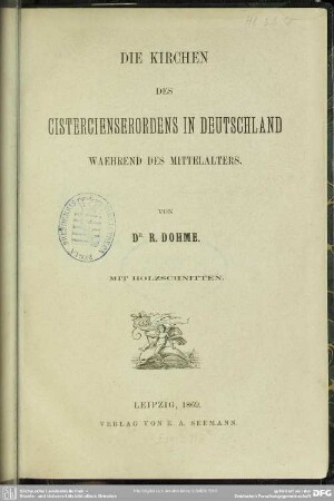 Die Kirchen des Cistercienser-Ordens in Deutschland während des Mittelalters : mit Holzschnitten