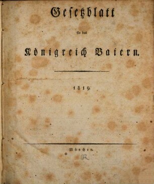 Gesetzblatt für das Königreich Bayern. 1819