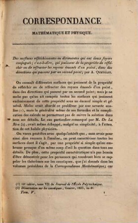 Correspondance mathématique et physique, 5. 1829