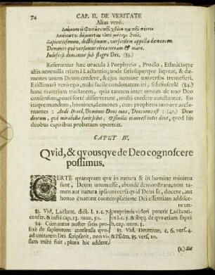 Caput IV. Quid, & quousque de Deo cognoscere possimus.