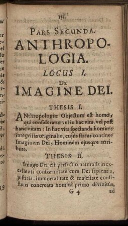 Locus I. De Imagine Dei.
