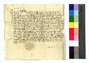 1448 Juli 12 (Fr vor St. Margarethen) Wilhelm Krepffer der Maler, gefangengesetzt wegen Zwietracht mit dem Jungmeister [der Maler] zu Mergentheim, schwört gegen Albrecht von Venningen, Hauskomtur zu Mergentheim, und den Jungmeister Urfehde. Sr.: Junker Eberhard von Baltzhoffen Ausf. Pap. - 1 Pap.-Sg. - Rv.