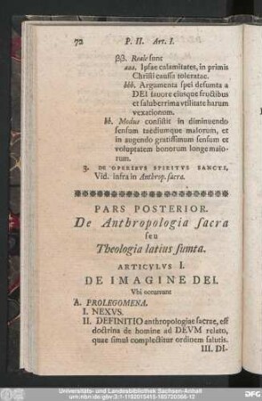 Articulus I. De Imagine Dei.