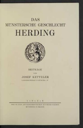 Das Münstersche Geschlecht Herding