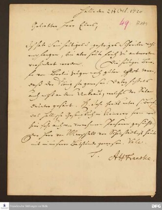Brief von August Hermann Francke an Heinrich Julius Elers.